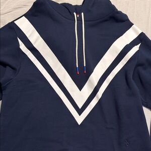 Navy and White Tory Burch Hoodie